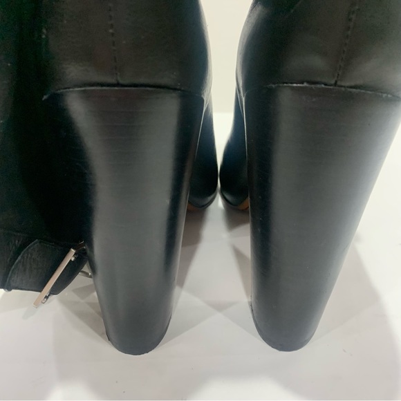 RACHEL ZOE size 11 mid calf height black leather and suede boot buckle detail - Picture 4 of 16